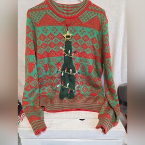 Tipsy Elves Beer Bottle Opener Ugly Christmas Sweater Men's Size Large Red Green